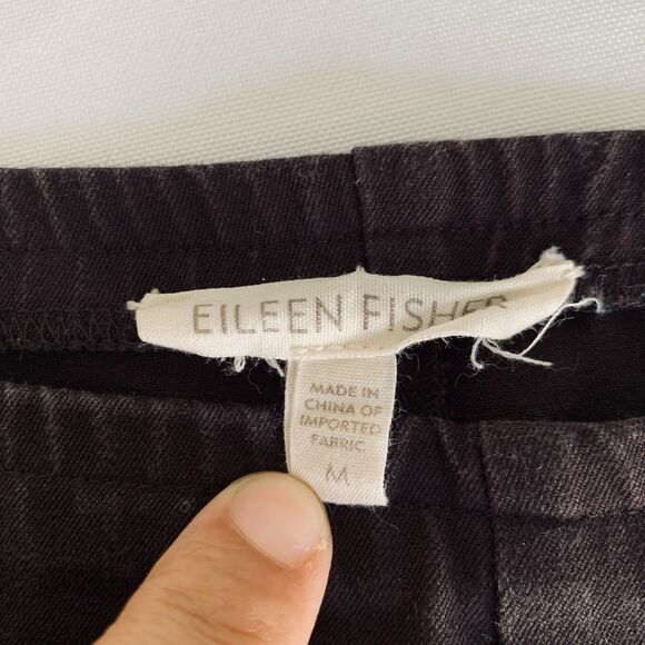 EILEEN FISHER Pants M Brown Stretch Organic Cotton Ankle Side Zip Minimalist - Picture 3 of 11